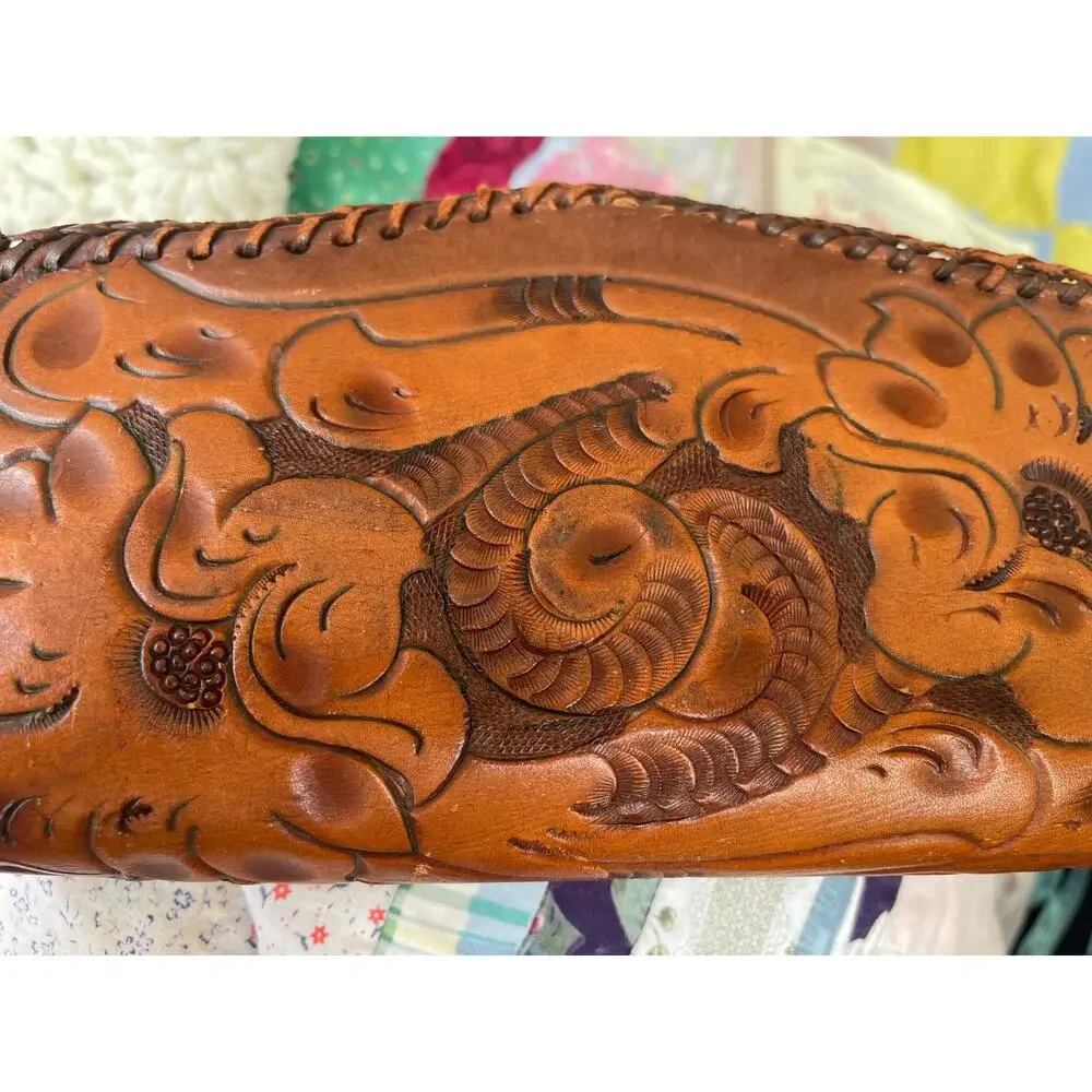 Hand Tooled Leather Clutch/Pencil Case